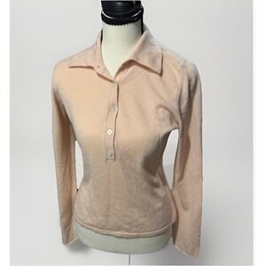 Sutton‎ Studio 100% Cashmere Sweater Petite Medium Pink Collared Pullover PM